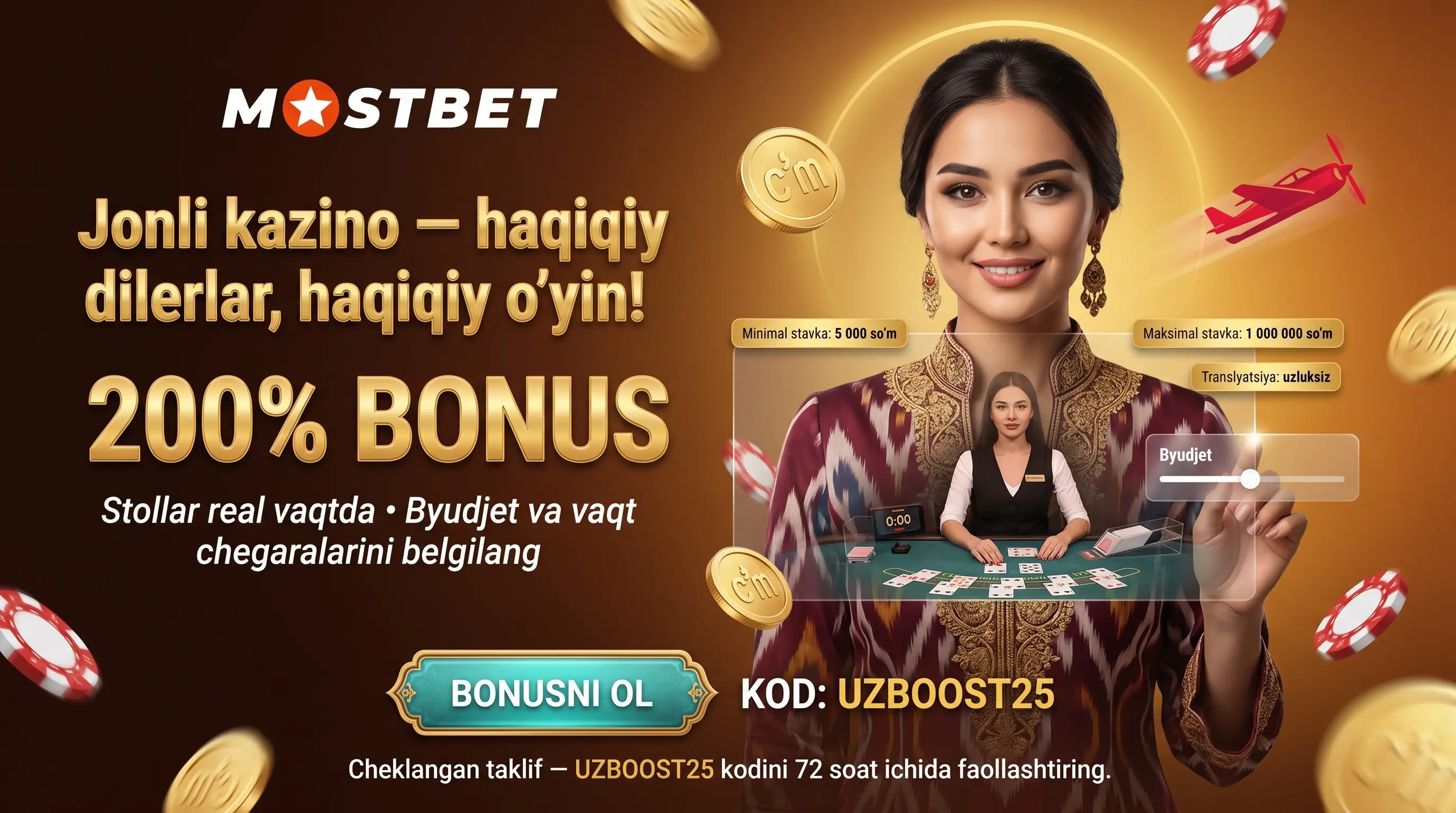 Mostbet Kazino — Jonli Stollar va Dilerlar